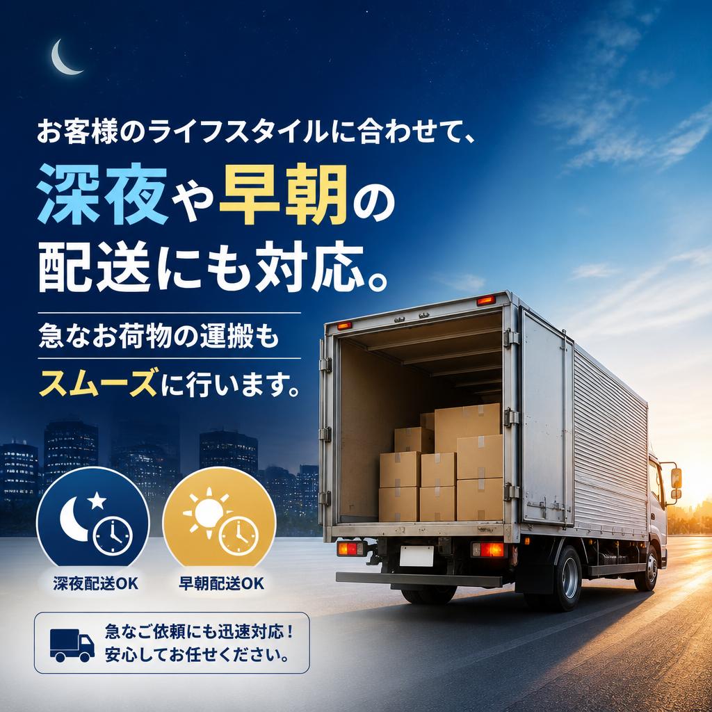 深夜・早朝の配送もお任せ
