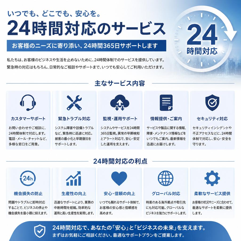 2. 24時間対応の安心感