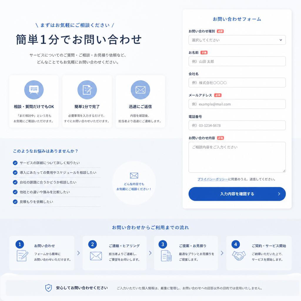 7. お問い合わせフォーム - お気軽にご相談ください！